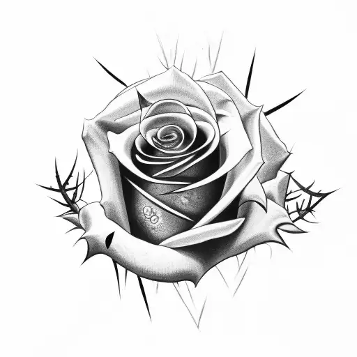 rose with thorns and blood dripping from the thorns tattoo design idea