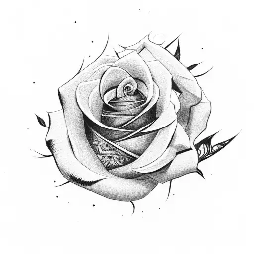 rose with thorns and blood dripping from the thorns tattoo design idea