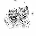 two full body tigers with peony background tattoo design idea