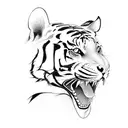 two full body tigers with peony background tattoo design idea