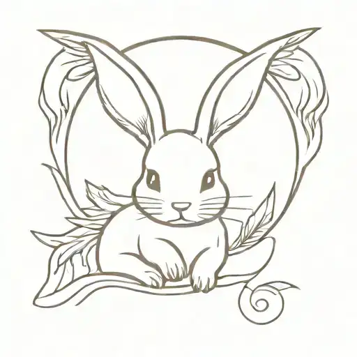 small bunny with angel wings and halo  tattoo design idea