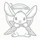small bunny with angel wings and halo  tattoo design idea