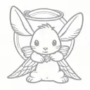 small bunny with angel wings and halo  tattoo design idea