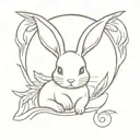 small bunny with angel wings and halo  tattoo design idea