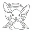 small bunny with angel wings and halo  tattoo design idea