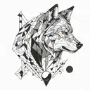 wolf head with phases of moon surrounded tattoo design idea