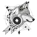 wolf head with phases of moon surrounded tattoo design idea