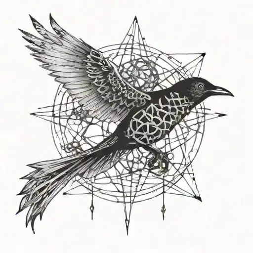 A tattoo depicting a bird in flight with a brain composed of interconnected neurons, symbolizing the intersection of aca tattoo design idea