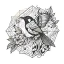 A geometric design inspired by the concept of equilibrium in occupational therapy, with a bird perched at the center representing balance and harmony tattoo design idea