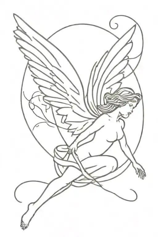 Angel falling tattoo design idea