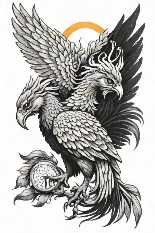 Asian Oriental Phoenix with Greek Mythology Shoulder biceps  tattoo design idea