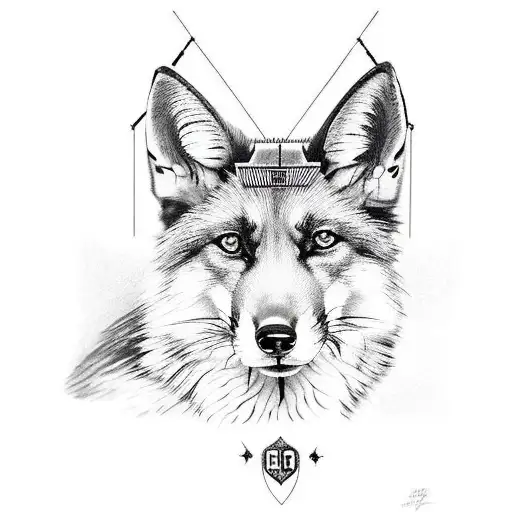 half fox, half german shepherd  split down the middle tattoo design idea