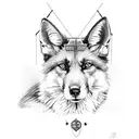 half fox, half german shepherd  split down the middle tattoo design idea