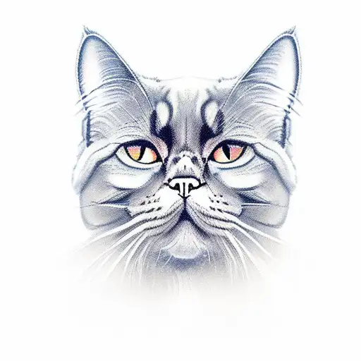 persian black cat tattoo design idea
