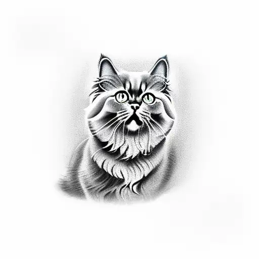 persian black cat tattoo design idea
