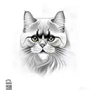 persian black cat tattoo design idea