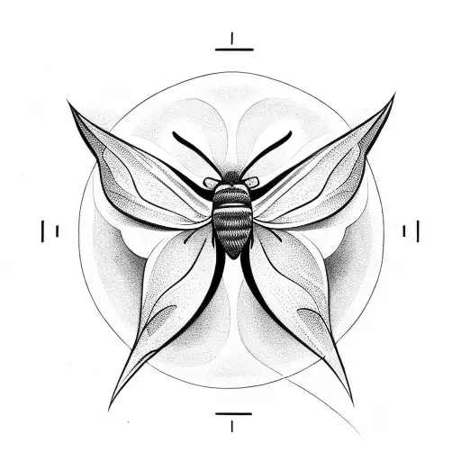 moth with minimal shading tattoo design idea