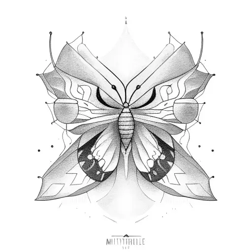 moth with minimal shading tattoo design idea