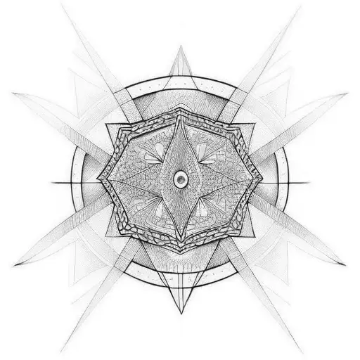 A tattoo featuring a combination of geometric patterns and optical illusions tattoo design idea
