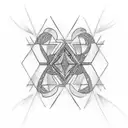 A tattoo featuring a combination of geometric patterns and optical illusions tattoo design idea