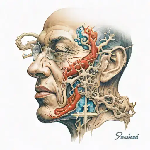 3/4 medical face tattoo design idea