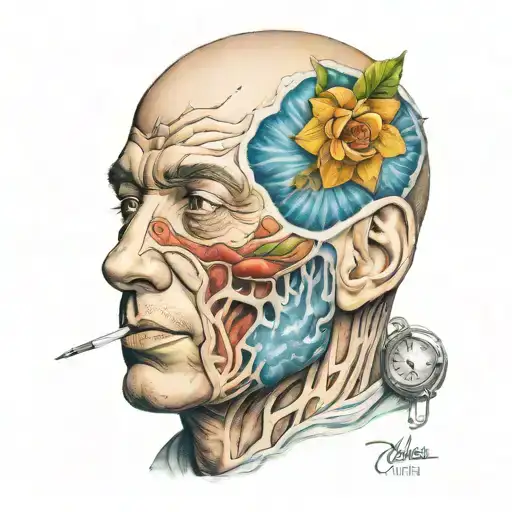 3/4 medical face tattoo design idea