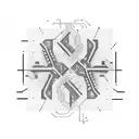 An abstract design of interconnected computer circuitry with hidden hacker codes tattoo design idea