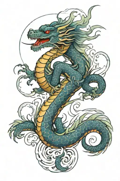 water dragon tattoo design idea