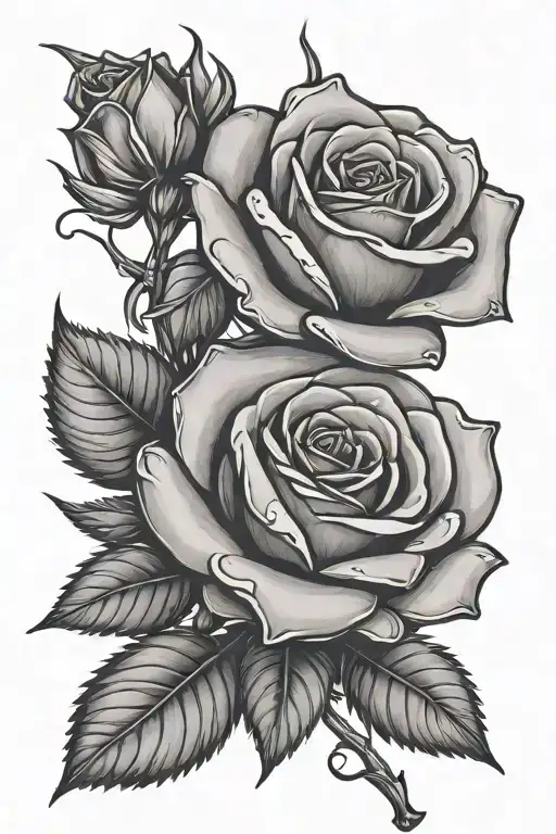 long stem rose wrapped tattoo design idea