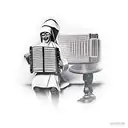 nun playing accordion tattoo design idea