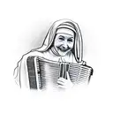 nun playing accordion tattoo design idea