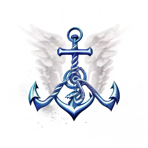 anchor, and skull with wings tattoo design idea