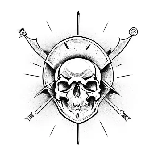 dagger with skull tattoo design idea