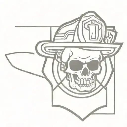firefighter emblem shield skull tattoo design idea