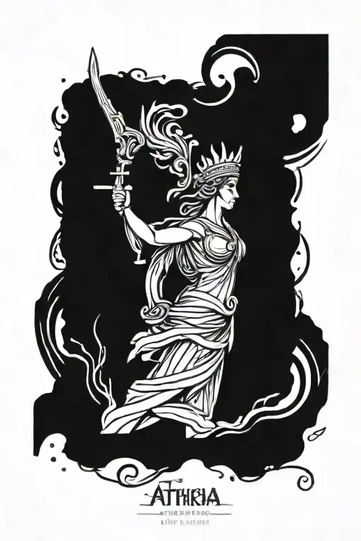 Greek Mythology Athena goddess tattoo design idea