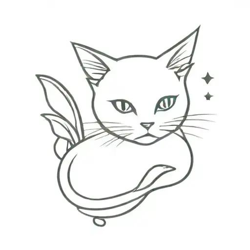 a fairy cat minimal tattoo design idea