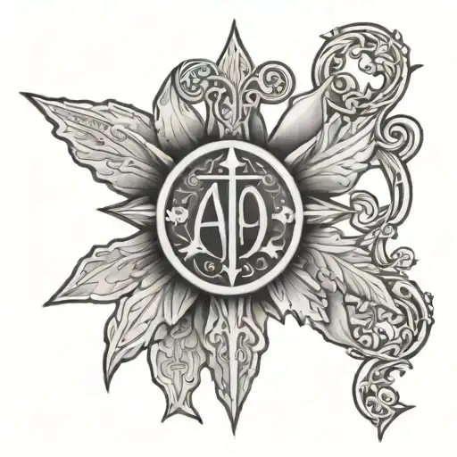 alpha omega chrisme catholic  tattoo design idea