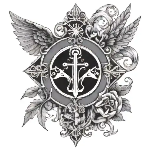 alpha omega and chrisme catholic tattoo design idea
