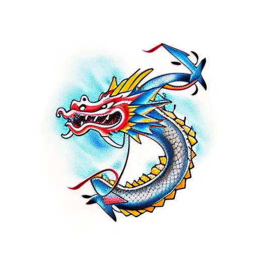 Chinese dragonair pokemon tattoo design idea
