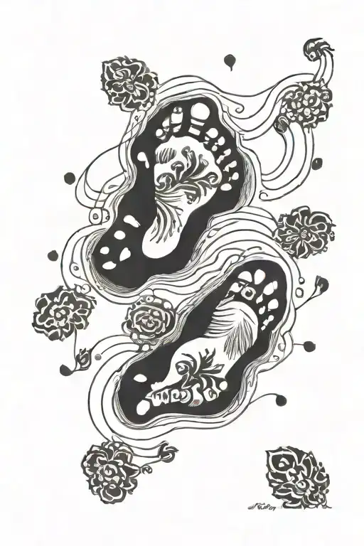 footprints of 2 daughters   tattoo design idea