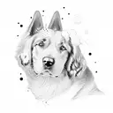 dog print with name "Bailey" tattoo design idea