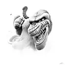 King Kong fights a giant snake wrapped around him. Additionally, King Kong stands on the destroyed Google logo - the let tattoo design idea