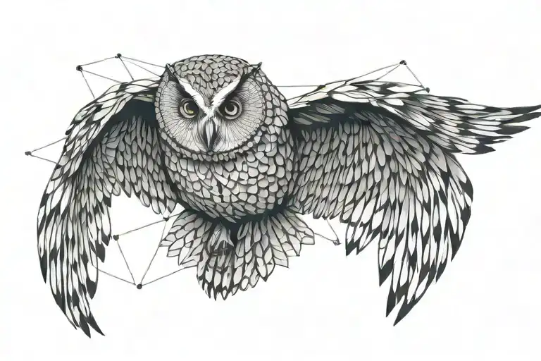 owl flying tattoo design idea