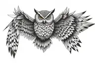 owl flying tattoo design idea