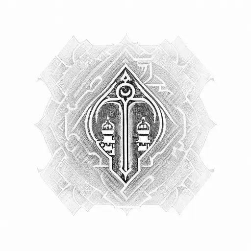 A blackwork tattoo of a key with intricate patterns and the words 'Unlocking Opportunities' incorporated into the design, representing the client's role as a Relationship Manager and their ability to open doors for success tattoo design idea