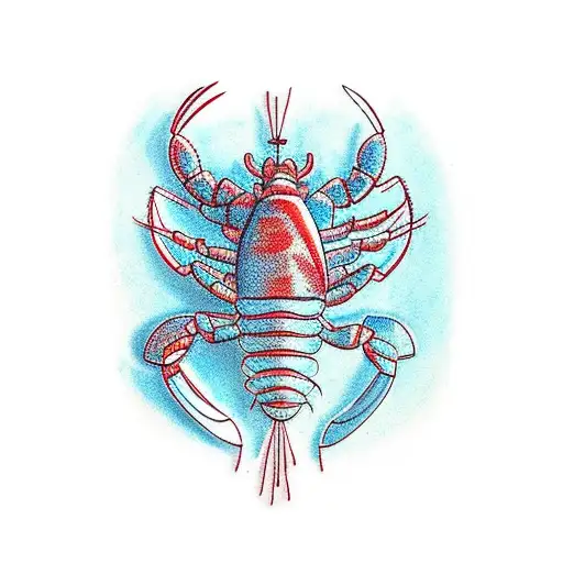 blue lobster tattoo