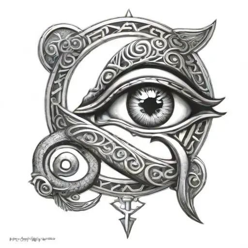 eye of horus overlapping ankh   tattoo design idea