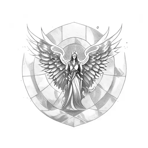 Magic shield, with guardian angel tattoo design idea