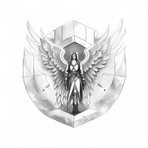 Magic shield, with guardian angel tattoo design idea