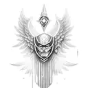 Magic shield, with guardian angel tattoo design idea